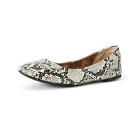 Amazon Essentials Belice - Bailarinas planas para mujer, piel sintética de serpiente negra y blanca, talla 14