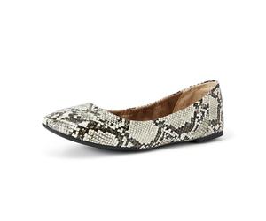 Amazon Essentials Belice - Bailarinas planas para mujer, piel sintética de serpiente negra y blanca, talla 10