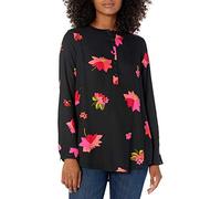 Amazon Essentials Blusa Tejida de Manga Larga Mujer, Negro Rosa Floral, XXL