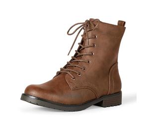 Amazon Essentials Botas de combate con cordones para mujer, color coñac, talla 36