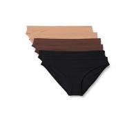 Amazon Essentials Braga de Bikini de Microfibra Suave y Transpirable Mujer, Pack de 6, Avellana/Bronce Lavado/Negro, 44