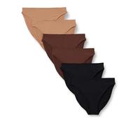 Amazon Essentials Bragas de Microfibra de Tacto Suave, de Tiro Alto y Pernera Alta Mujer, Pack de 6, Avellana/Bronce Lavado/Negro, 46