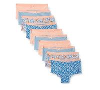 Amazon Essentials Bragas Tipo Culote de Punto de Algodón Niñas, Pack de 10, Melocotón, Flor, Rayas, 11-12 años