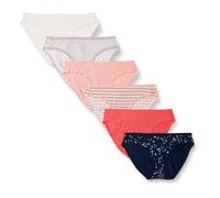Amazon Essentials Braguita de Bikini de algodón (Disponible en Tallas Grandes) Mujer, Pack de 6, Estrellas/Lunares/Multicolor/Rayas, 42