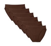 Amazon Essentials Braguita de bikini de algodón elástico de corte alto Mujer, Pack de 6, Hazel Rico, 46