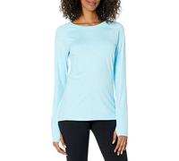 Amazon Essentials Brushed Tech - Camisa elástica de manga larga con cuello redondo para mujer (disponible en tallas grandes), azul cielo, talla XL