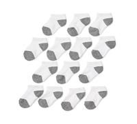 Amazon Essentials Calcetín Acolchado de Algodón de Corte Bajo Unisex Niño, 14 Pares, Blanco/Gris, S (2-4 años)