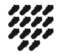 Amazon Essentials Calcetín Acolchado de Algodón de Corte Bajo Unisex Niño, 14 Pares, Negro, 4-5 años