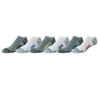 Amazon Essentials Calcetines de Algodón de Alto Rendimiento Acolchados para Hombre, Transpirables y Atléticos que No Se Ven Hombre, 6 Pares, Blanco/Gris, 41-45