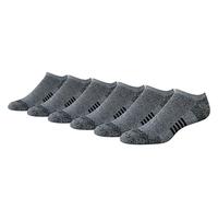 Amazon Essentials Calcetines de Algodón de Alto Rendimiento Acolchados para Hombre, Transpirables y Atléticos que No Se Ven Hombre, 6 Pares, Negro/Gris Blanquecino, 41-45