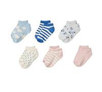 Amazon Essentials Calcetines estampados invisibles para niñas, diseño floral rosa/azul, talla M (4-8 años)