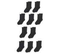 Amazon Essentials Calcetines Largos de Algodón Unisex Niño, 10 Pares, Negro, 6-7 años