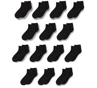 Amazon Essentials Calcetines Tobilleros de algodón Unisex Niño, 14 Pares, Negro, 4-5 años