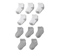 Amazon Essentials Calcetines Tobilleros Informales para Uso Diario Unisex niños, 10 Pares, blanco/gris, talla M (4-8 años)