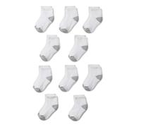 Amazon Essentials Calcetines Tobilleros Informales para Uso Diario Unisex niños, 10 Pares, blancos, medianos (4-8 años)