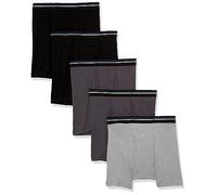 Amazon Essentials Calzoncillo Bóxer de Algodón Transpirable, Sin Etiquetas Hombre, Pack de 5, Color Carbón/Gris/Negro, 3XL