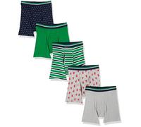 Amazon Essentials Calzoncillo Bóxer de Algodón Transpirable, Sin Etiquetas Hombre, Pack de 5, Gris Mezcla/Lunares/Polo/Rayas/Verde, XXL