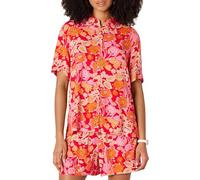Amazon Essentials Camisa Abotonada de Sarga fluida de Ajuste Relajado para Mujer (el pantalón Corto se Vende por Separado), Color Rojo Amapola Brillante, Floral multifolclórico, Talla L