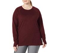 Amazon Essentials Camisa de Cuello Caja de Manga Larga, Elástica, Técnica y de Tejido Cepillado - colores interrumpidos Mujer, Burdeos Teñido Multicolor, XL
