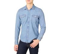 Amazon Essentials Camisa de Denim de Manga Larga y Ajuste Normal Hombre, Azul Claro, XS