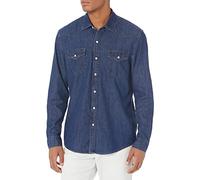 Amazon Essentials Camisa de Denim de Manga Larga y Ajuste Normal Hombre, Azul, XS