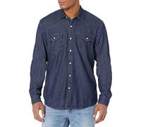 Amazon Essentials Camisa de Denim de Manga Larga y Ajuste Normal Hombre, Lavado Suave, XS