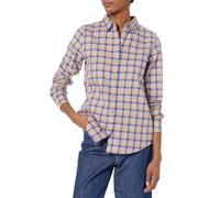Amazon Essentials Camisa de Franela a Cuadros Ligera de Manga Larga y Corte Estándar Mujer, Camel Claro Cuadros Escoceses, XXL