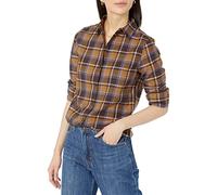 Amazon Essentials Camisa de Franela a Cuadros Ligera de Manga Larga y Corte Estándar Mujer, Expresso Tartan Plaid, XL