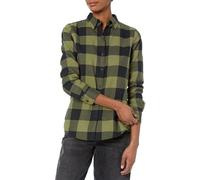 Amazon Essentials Camisa de Franela a Cuadros Ligera de Manga Larga y Corte Estándar Mujer, Negro Verde Oliva Cuadros de Vichy, XL