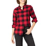 Amazon Essentials Camisa de Franela a Cuadros Ligera de Manga Larga y Corte Estándar Mujer, Rojo Cuadros de Vichy, M