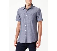 Amazon Essentials Camisa de Manga Corta de Corte Regular en Chambray Hombre, Gris, M