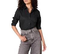 Amazon Essentials - Camisa de popelina de manga larga y corte clásico para mujer ,Negro ,US XL (EU 2XL)