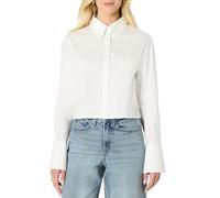 Amazon Essentials Camisa de Vestir de Popelina Elástica de Algodón, Extragrande y con Botones Mujer, Blanco Brillante, M