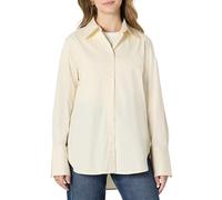 Amazon Essentials Camisa de Vestir de Popelina Elástica de Algodón, Extragrande y con Botones Mujer, Crema, L