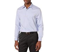 Amazon Essentials Camisa de Vestir Elástica, Manga Larga, Corte Recto Hombre, Azul Blanco Malla A Cuadros, XXL