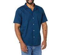 Amazon Essentials Camisa Hawaiana Ajustada de Algodón y Manga Corta Hombre, Azul Marino, XXL