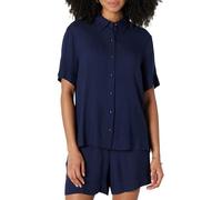 Amazon Essentials Camisa Holgada de Sarga Fluida con Botones (los Pantalones Cortos se Venden por Separado) Mujer, Azul Marino, M