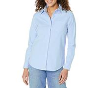Amazon Essentials Camisa Oxford Elástica con Botones y Manga Larga de Corte Estándar (Disponible en Tallas Grandes) Mujer, Azul, S