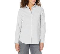 Amazon Essentials Camisa Oxford elástica con Botones y Manga Larga (Disponible en Tallas Grandes) Mujer, Gris Rayas, XS