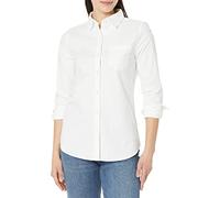 Amazon Essentials Camisa Oxford elástica con Botones y Manga Larga (Disponible en Tallas Grandes) Mujer, Blanco, XS