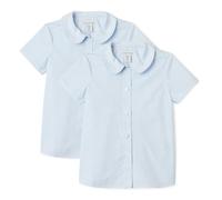 Amazon Essentials Camisa Peter Pan de Manga Corta con Cuello Niñas, Azul Claro - Paquete de 2, 11-12 años