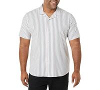 Amazon Essentials Camisa vacacional de algodón con Botones para Hombre, Manga Corta, Rayas Verticales Azules y Rosadas, Talla XXL