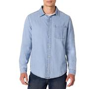 Amazon Essentials Camisa Vaquera Abotonada de Manga Larga de Corte Estándar Hombre, Lavado Indigo Claro, XS