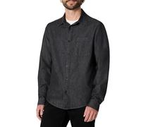 Amazon Essentials Camisa Vaquera Abotonada de Manga Larga de Corte Estándar Hombre, Lavado Negro, XS