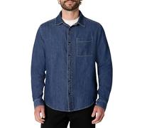 Amazon Essentials Camisa Vaquera Abotonada de Manga Larga de Corte Estándar Hombre, Piedra Lavado Medio, XS