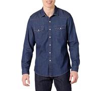 Amazon Essentials Camisa Vaquera de Corte Ajustado de Manga Larga con Botones a Presión Hombre, Azul, XS