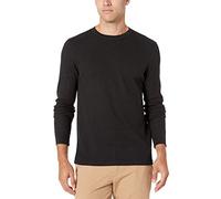 Amazon Essentials Camisa Waffle de Manga Larga de Mezcla de Algodón y Corte Estándar Hombre, Negro, L