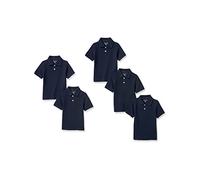 Amazon Essentials Camisas Polo de piqué de Manga Corta para Uniforme Escolar para niño, Paquete de 5, Azul Marino, Talla XS