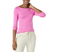 Amazon Essentials Camiseta Ajustada de Manga 3/4 con Cuello Barco para Mujer, Color Rosa Brillante, Talla XL