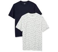 Amazon Essentials Camiseta con Bolsillo de Cuello a la Caja y Manga Corta Hombre, Pack de 2, Azul Marino/Gris Estampado de Barcos, XL